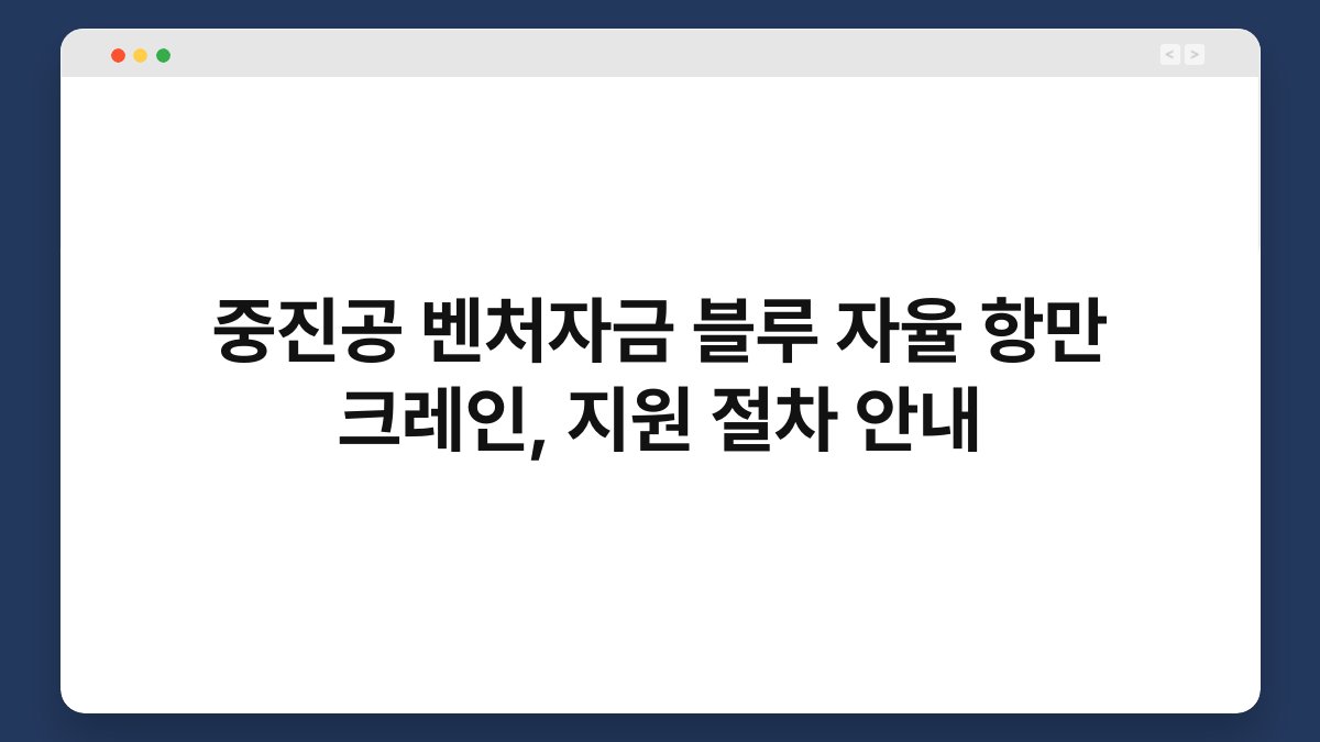 중진공 벤처자금 블루 자율 항만 크레인, 지원 절차 안내 1