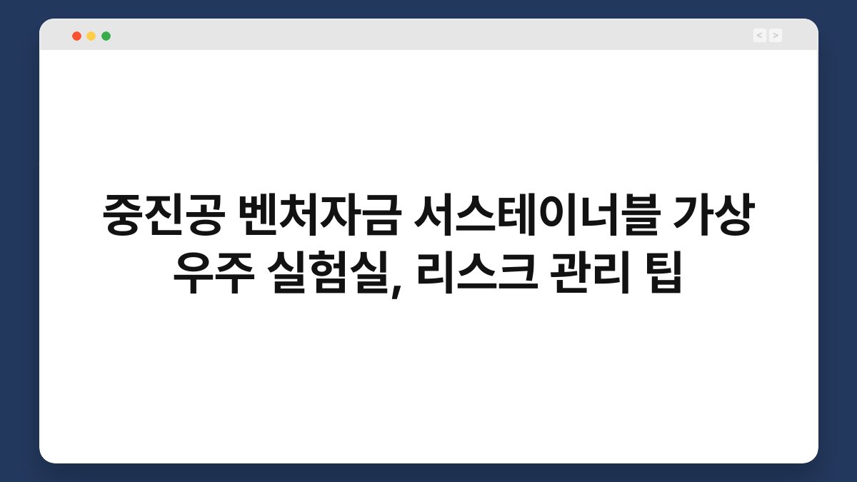 중진공 벤처자금 서스테이너블 가상 우주 실험실, 리스크 관리 팁 1