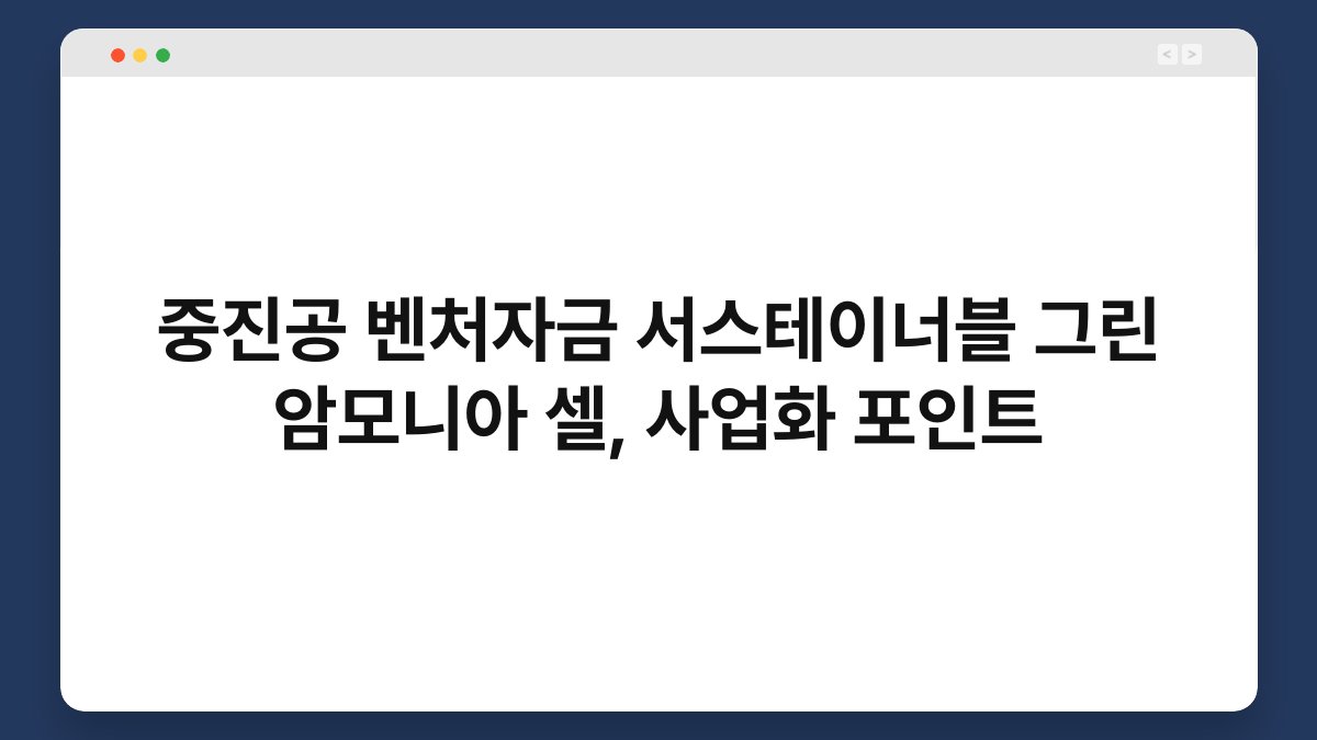 중진공 벤처자금 서스테이너블 그린 암모니아 셀, 사업화 포인트 1