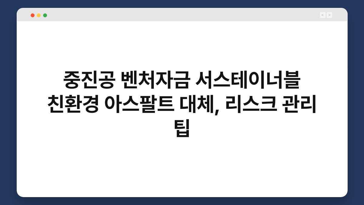 중진공 벤처자금 서스테이너블 친환경 아스팔트 대체, 리스크 관리 팁 1