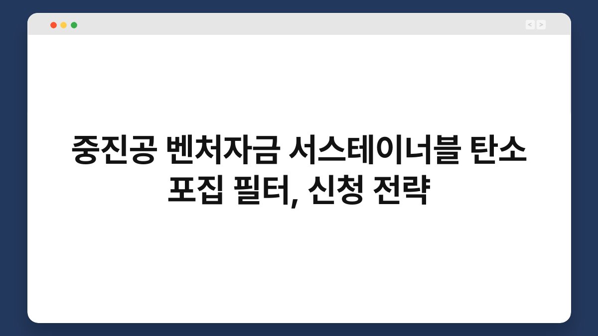중진공 벤처자금 서스테이너블 탄소 포집 필터, 신청 전략 1
