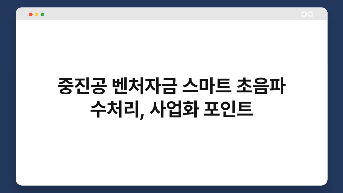 중진공 벤처자금 스마트 초음파 수처리, 사업화 포인트 1