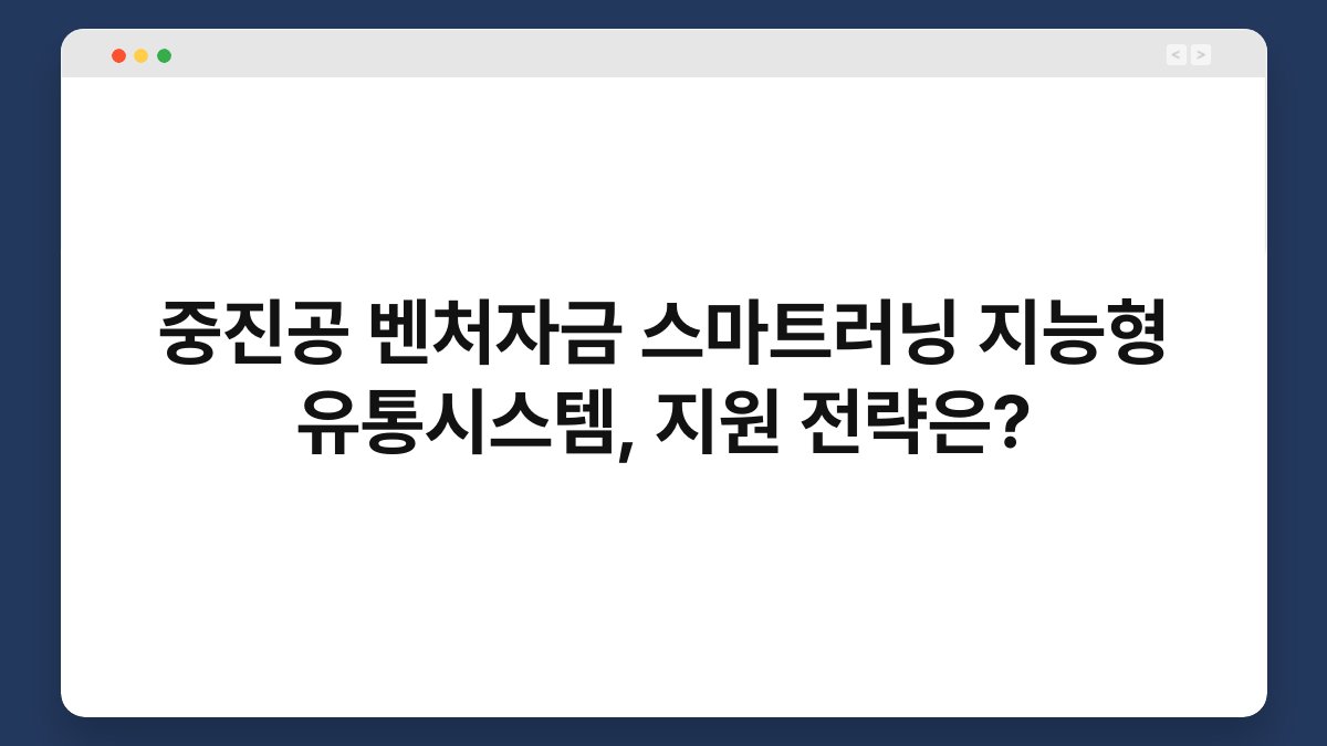 중진공 벤처자금 스마트러닝 지능형 유통시스템, 지원 전략은? 1