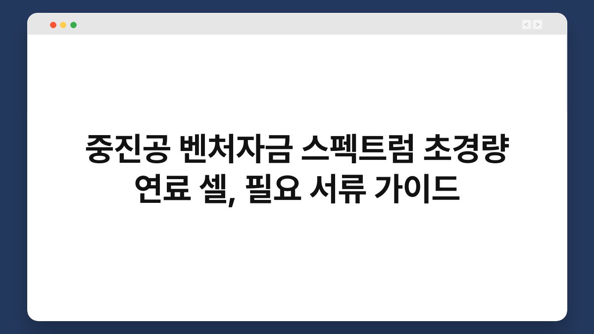 중진공 벤처자금 스펙트럼 초경량 연료 셀, 필요 서류 가이드 1