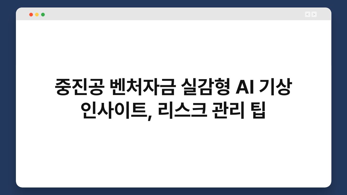 중진공 벤처자금 실감형 AI 기상 인사이트, 리스크 관리 팁 1