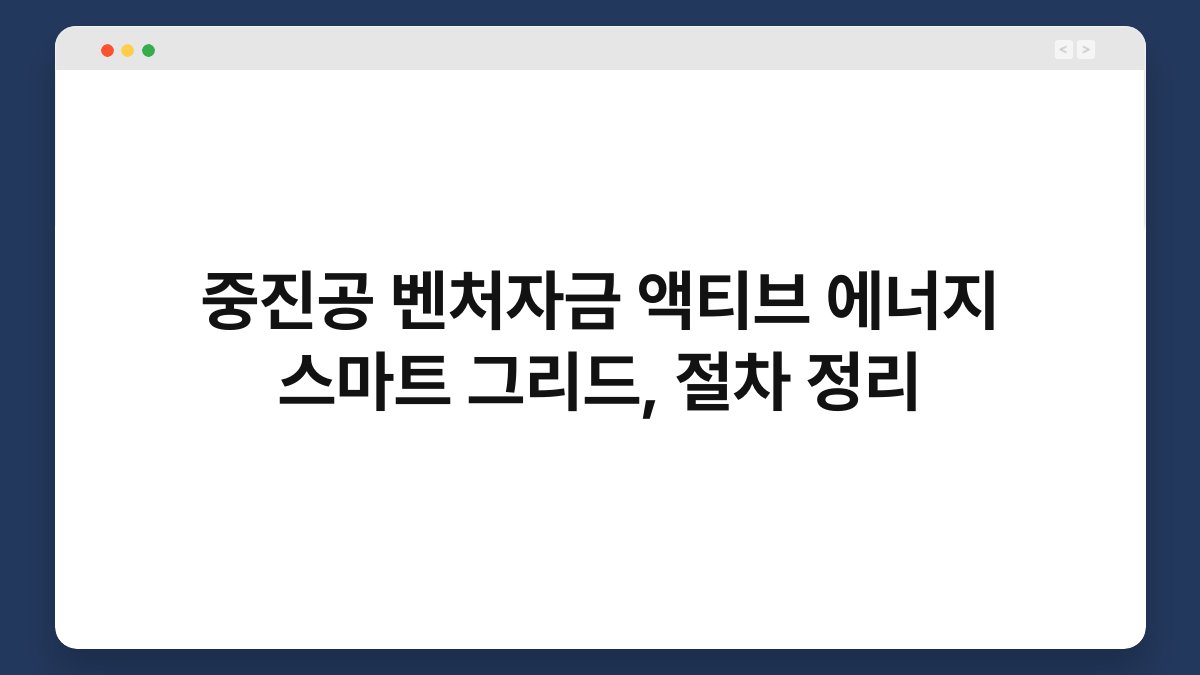 중진공 벤처자금 액티브 에너지 스마트 그리드, 절차 정리 1