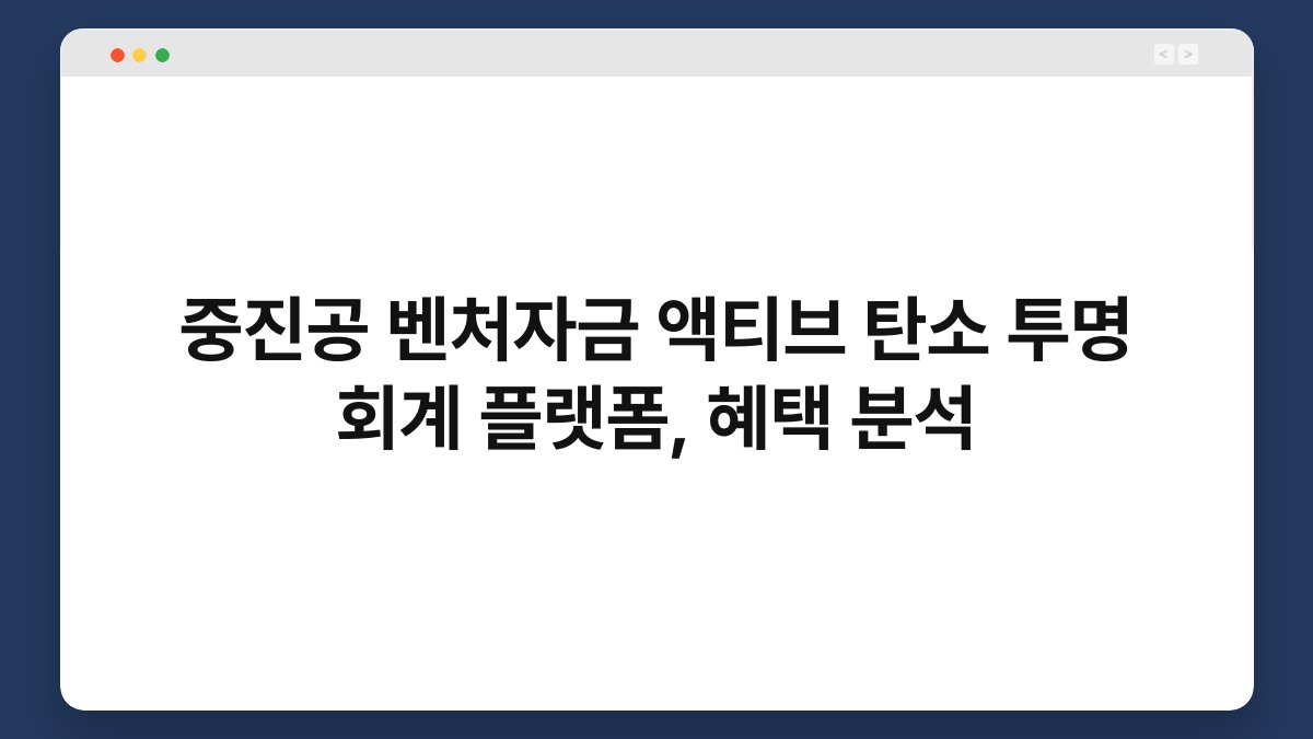 중진공 벤처자금 액티브 탄소 투명 회계 플랫폼, 혜택 분석 1