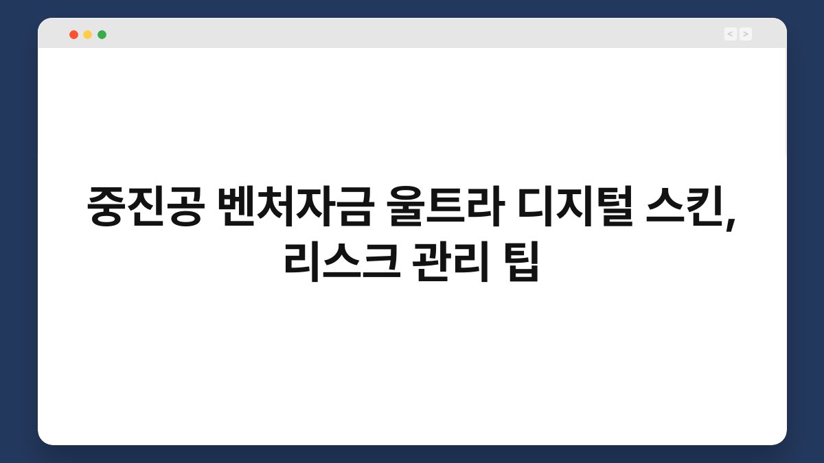 중진공 벤처자금 울트라 디지털 스킨, 리스크 관리 팁 1