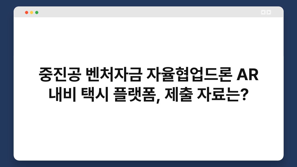 중진공 벤처자금 자율협업드론 AR 내비 택시 플랫폼, 제출 자료는? 1