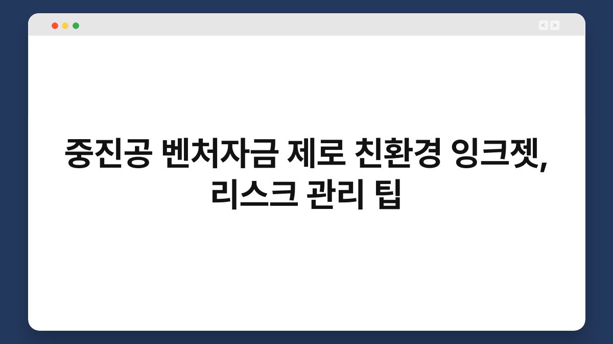 중진공 벤처자금 제로 친환경 잉크젯, 리스크 관리 팁 1