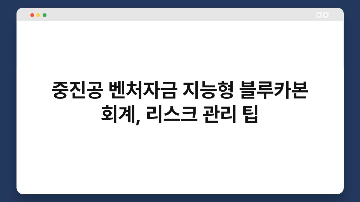 중진공 벤처자금 지능형 블루카본 회계, 리스크 관리 팁 1