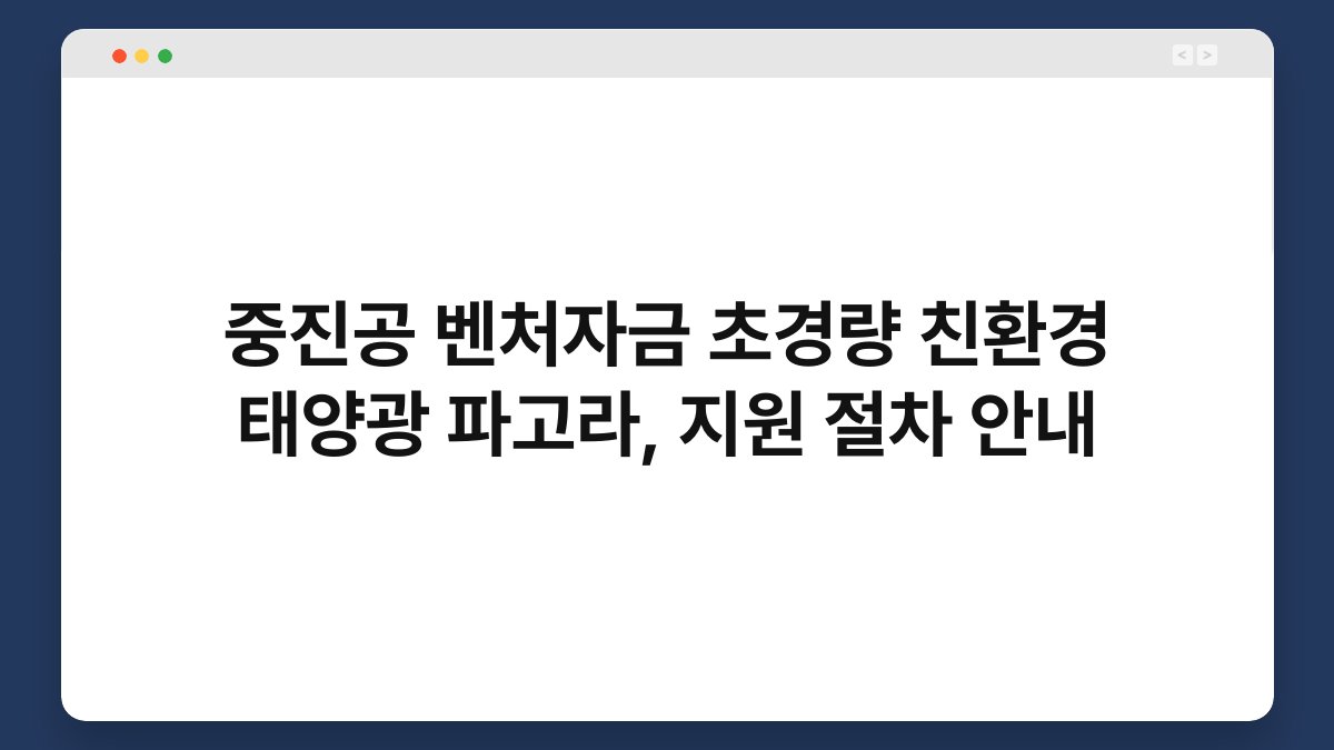 중진공 벤처자금 초경량 친환경 태양광 파고라, 지원 절차 안내 1