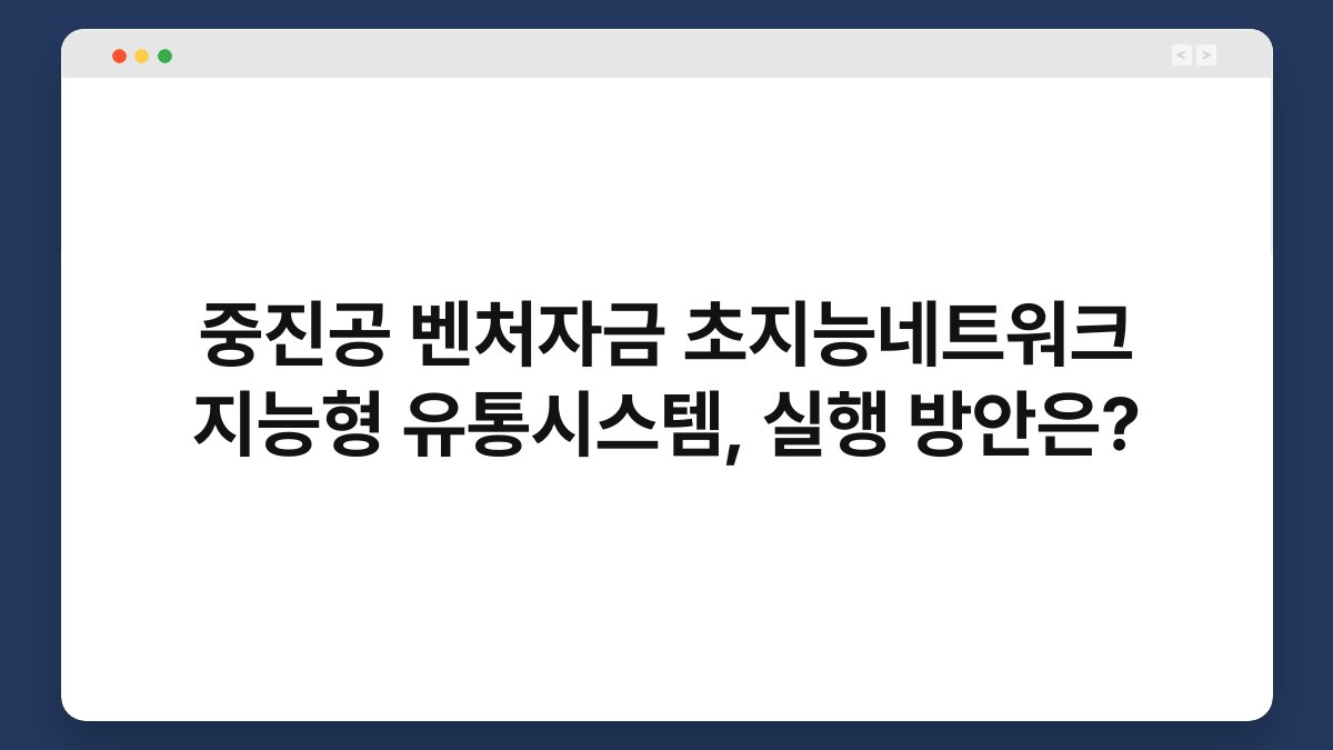중진공 벤처자금 초지능네트워크 지능형 유통시스템, 실행 방안은? 1