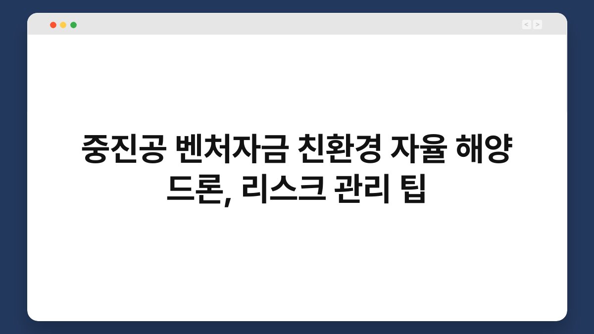 중진공 벤처자금 친환경 자율 해양 드론, 리스크 관리 팁 1