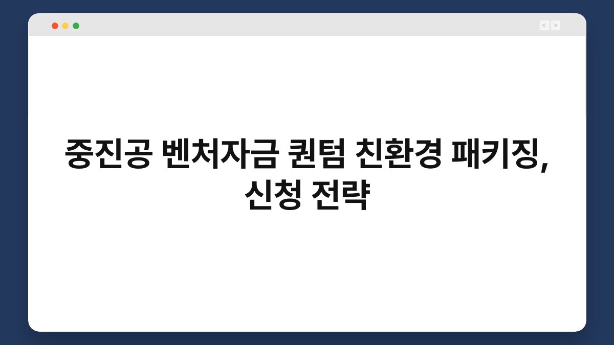 중진공 벤처자금 퀀텀 친환경 패키징, 신청 전략 1