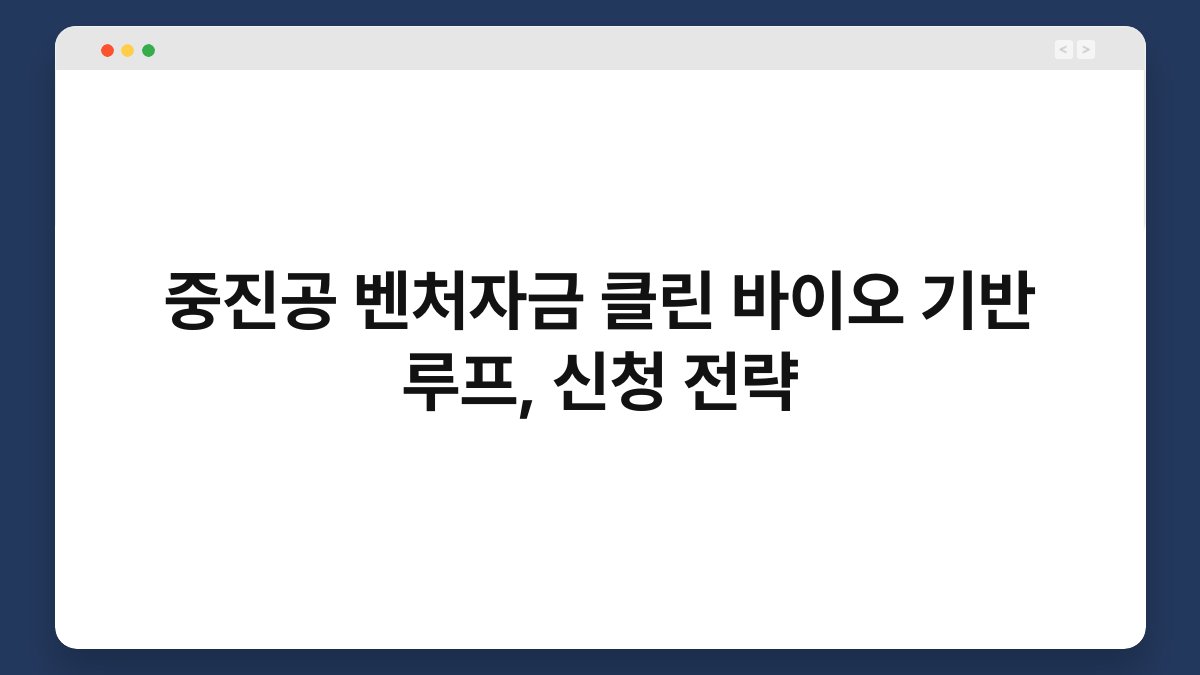 중진공 벤처자금 클린 바이오 기반 루프, 신청 전략 1