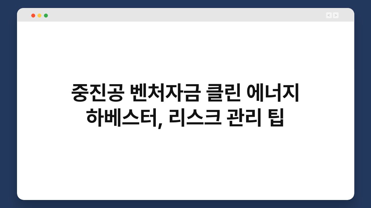 중진공 벤처자금 클린 에너지 하베스터, 리스크 관리 팁 1
