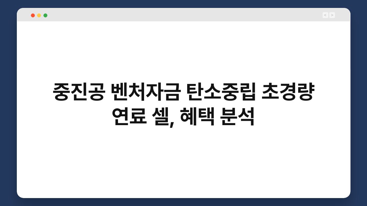 중진공 벤처자금 탄소중립 초경량 연료 셀, 혜택 분석 1