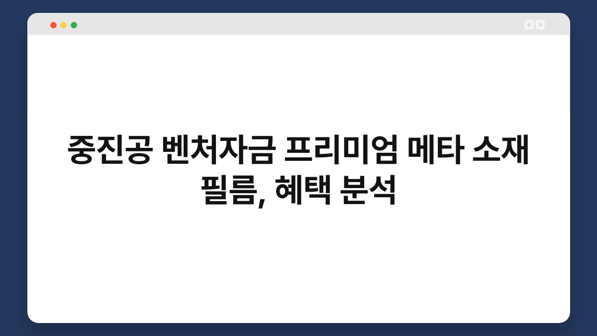 중진공 벤처자금 프리미엄 메타 소재 필름, 혜택 분석 1