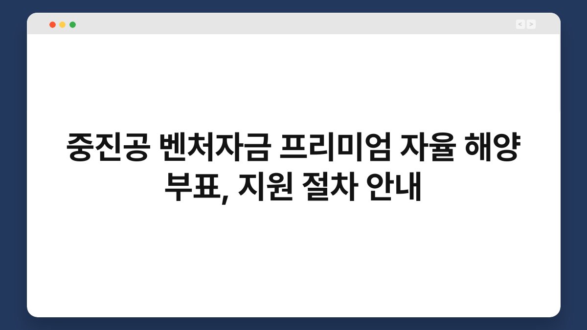 중진공 벤처자금 프리미엄 자율 해양 부표, 지원 절차 안내 1