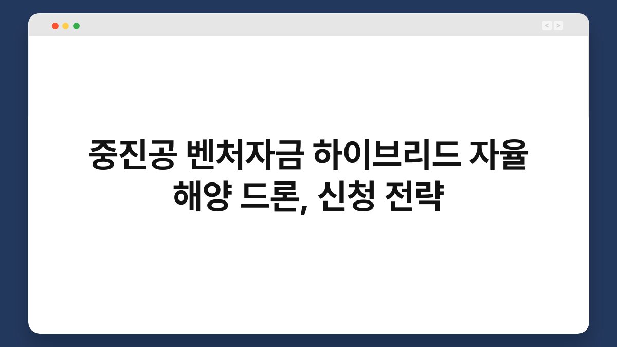 중진공 벤처자금 하이브리드 자율 해양 드론, 신청 전략 1