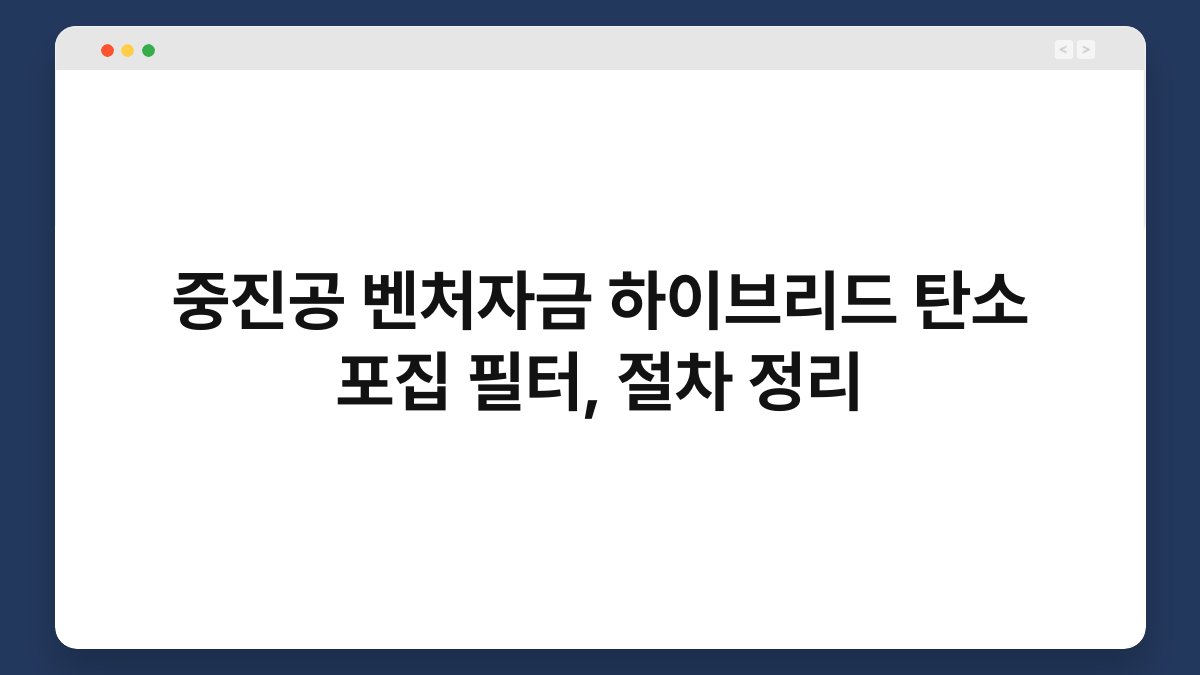 중진공 벤처자금 하이브리드 탄소 포집 필터, 절차 정리 1