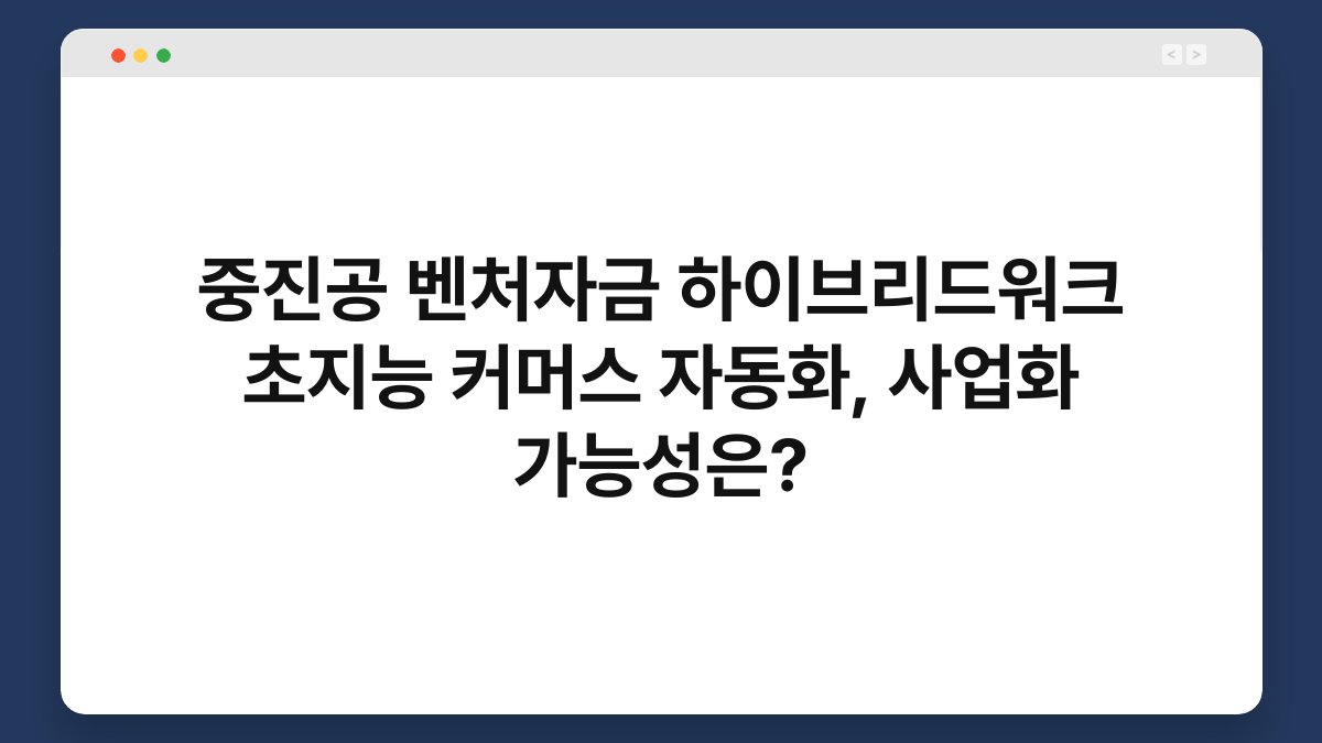 중진공 벤처자금 하이브리드워크 초지능 커머스 자동화, 사업화 가능성은? 1