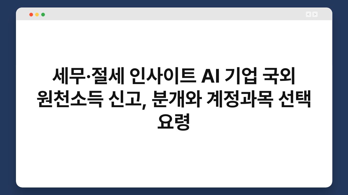 세무·절세 인사이트 AI 기업 국외 원천소득 신고, 분개와 계정과목 선택 요령 1