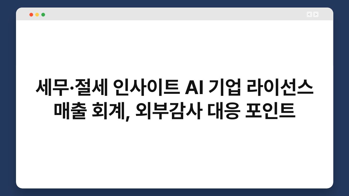 세무·절세 인사이트 AI 기업 라이선스 매출 회계, 외부감사 대응 포인트 1