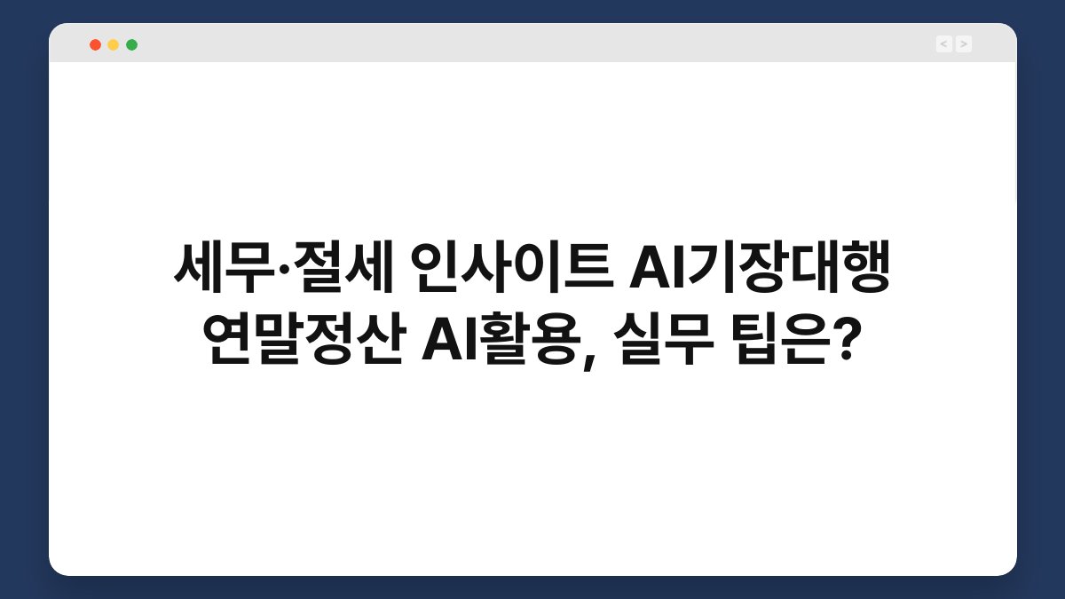 세무·절세 인사이트 AI기장대행 연말정산 AI활용, 실무 팁은? 1