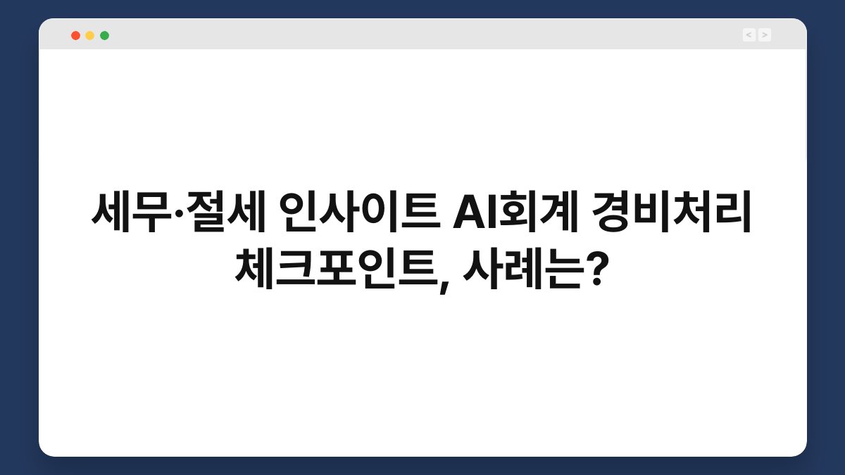 세무·절세 인사이트 AI회계 경비처리 체크포인트, 사례는? 1