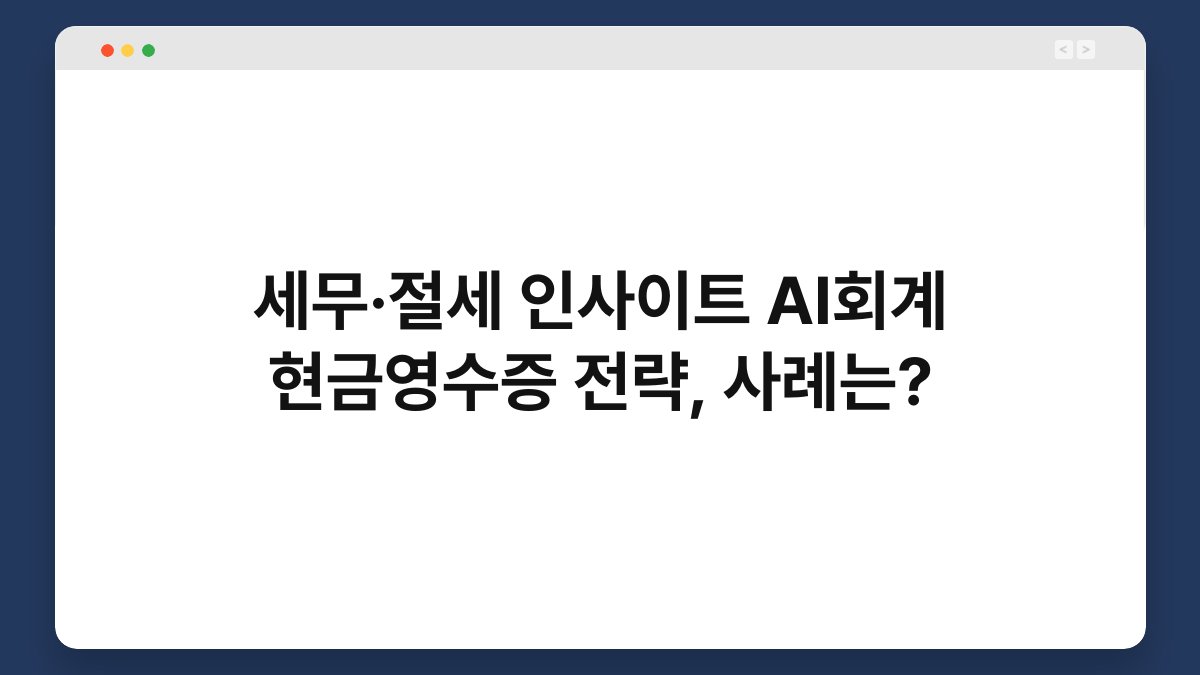 세무·절세 인사이트 AI회계 현금영수증 전략, 사례는? 1
