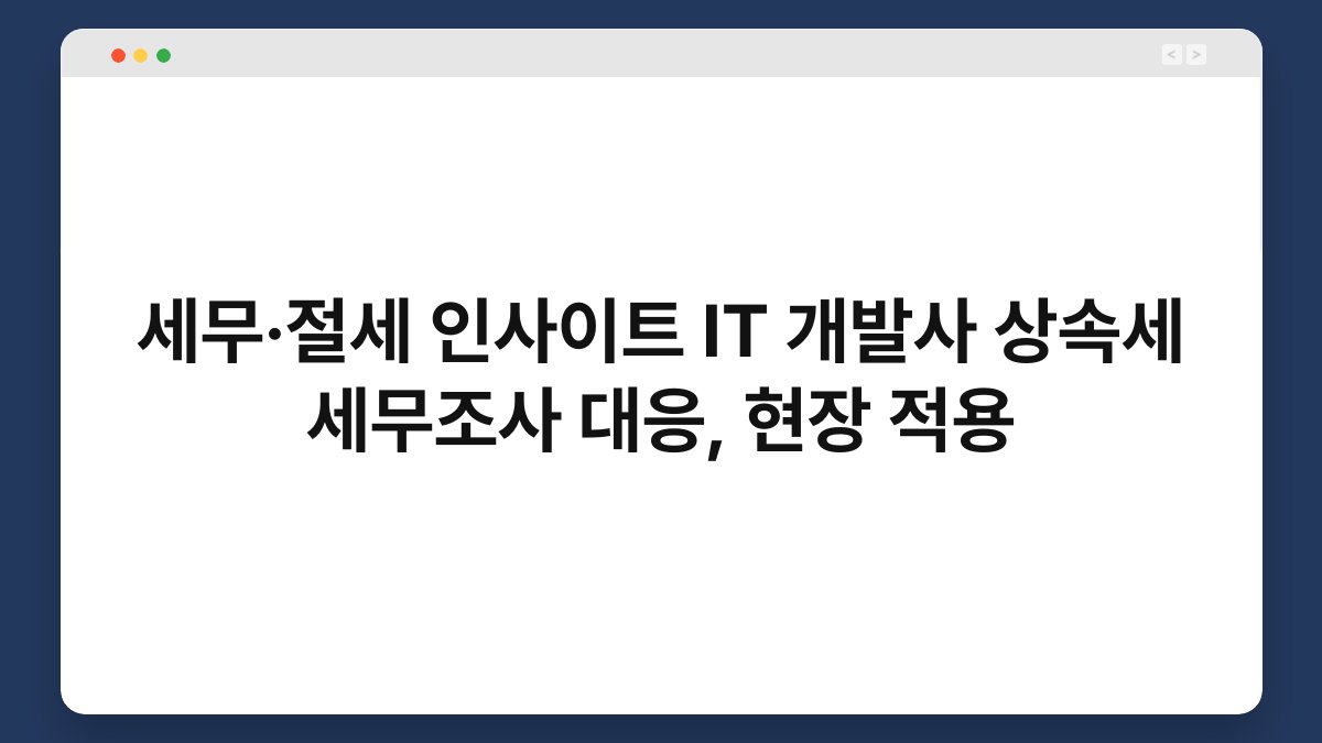 세무·절세 인사이트 IT 개발사 상속세 세무조사 대응, 현장 적용 1