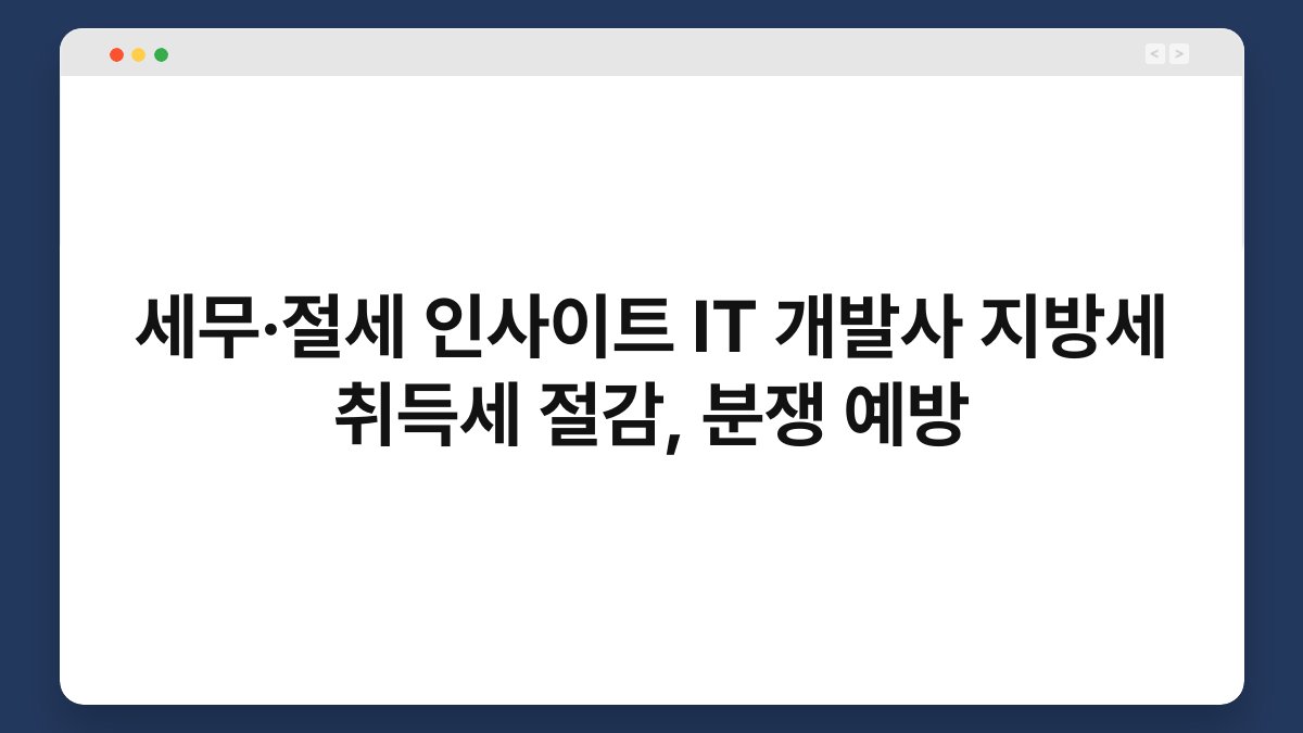 세무·절세 인사이트 IT 개발사 지방세 취득세 절감, 분쟁 예방 1