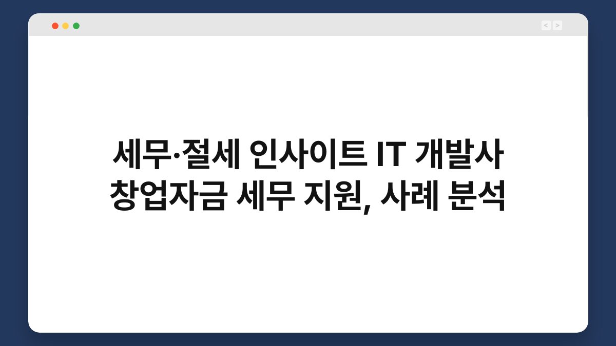 세무·절세 인사이트 IT 개발사 창업자금 세무 지원, 사례 분석 1
