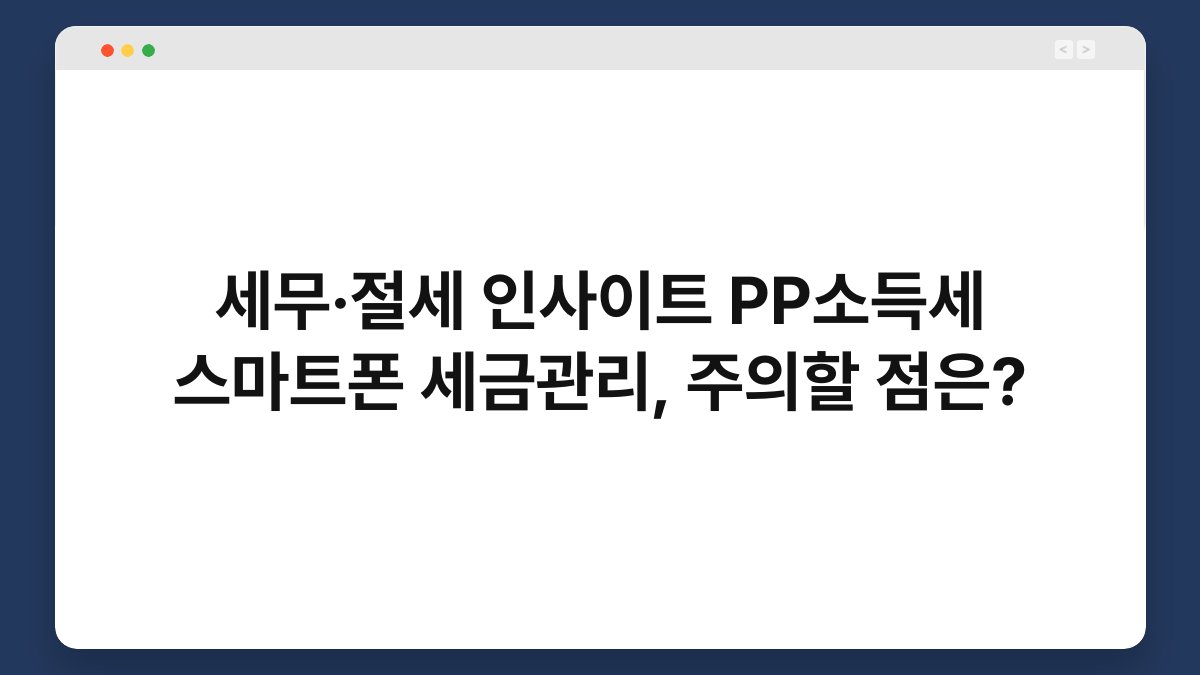 세무·절세 인사이트 PP소득세 스마트폰 세금관리, 주의할 점은? 1