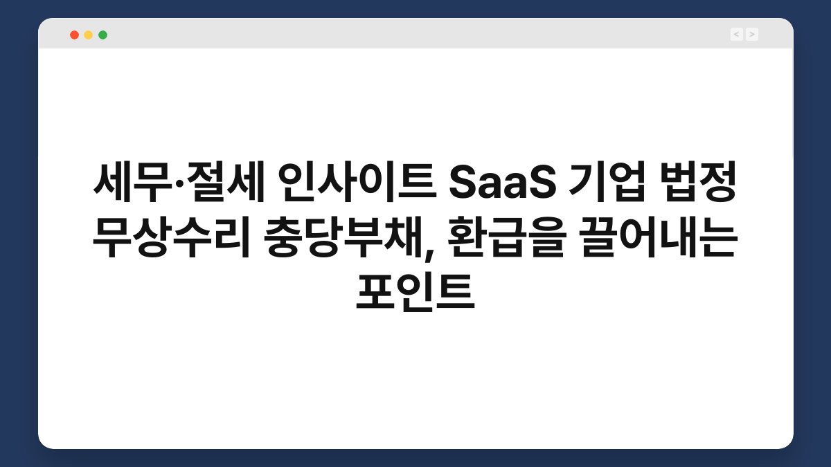세무·절세 인사이트 SaaS 기업 법정 무상수리 충당부채, 환급을 끌어내는 포인트 1