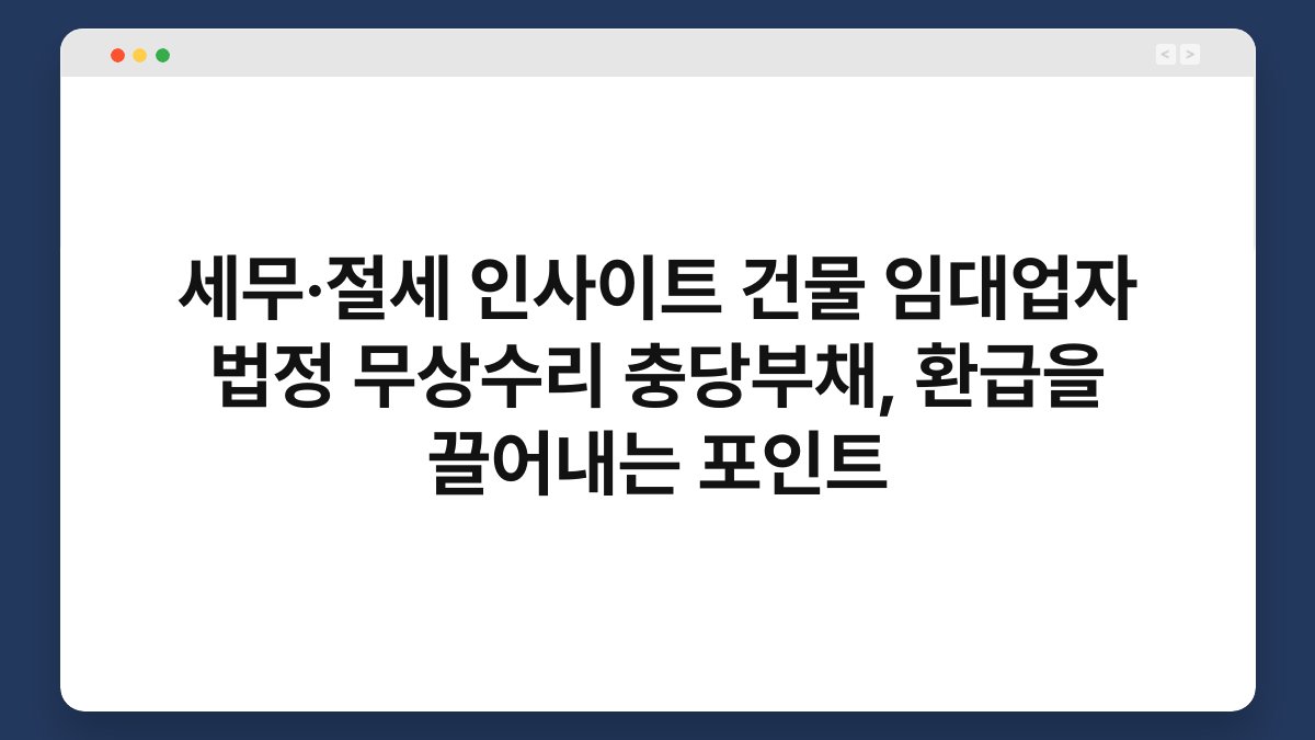 세무·절세 인사이트 건물 임대업자 법정 무상수리 충당부채, 환급을 끌어내는 포인트 1