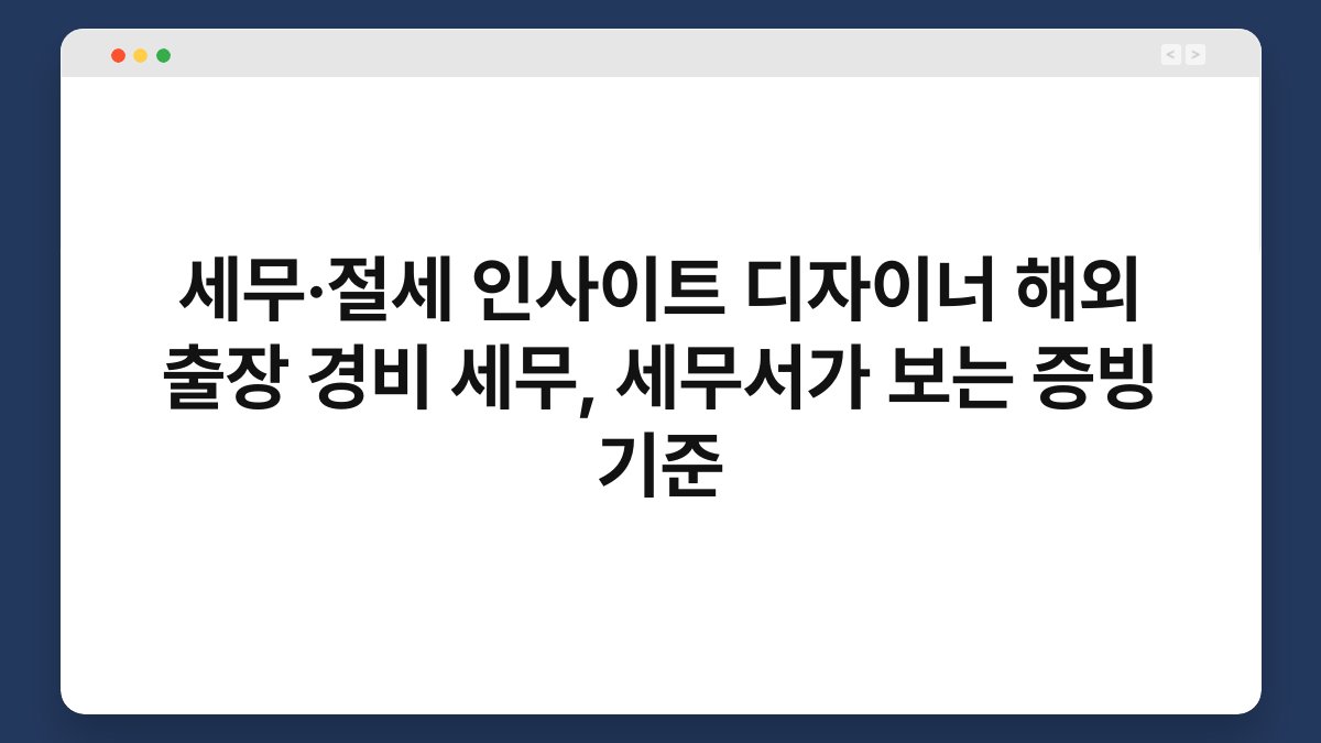 세무·절세 인사이트 디자이너 해외 출장 경비 세무, 세무서가 보는 증빙 기준 1