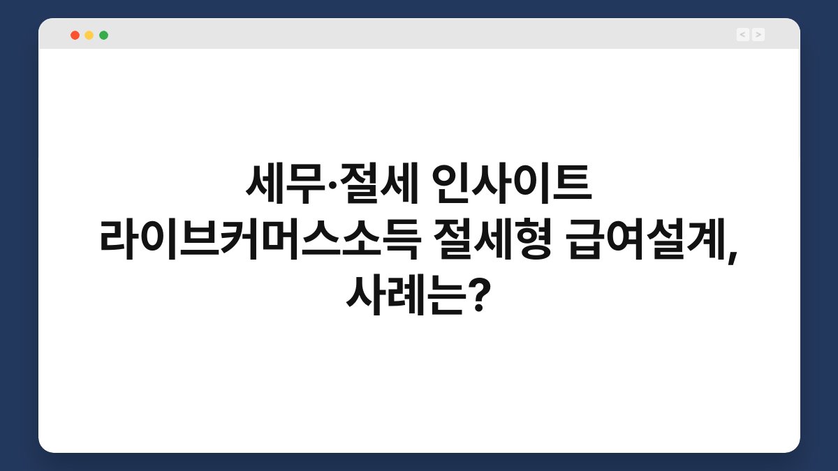 세무·절세 인사이트 라이브커머스소득 절세형 급여설계, 사례는? 1