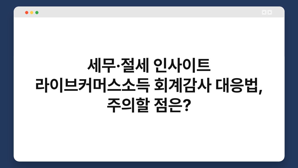 세무·절세 인사이트 라이브커머스소득 회계감사 대응법, 주의할 점은? 1