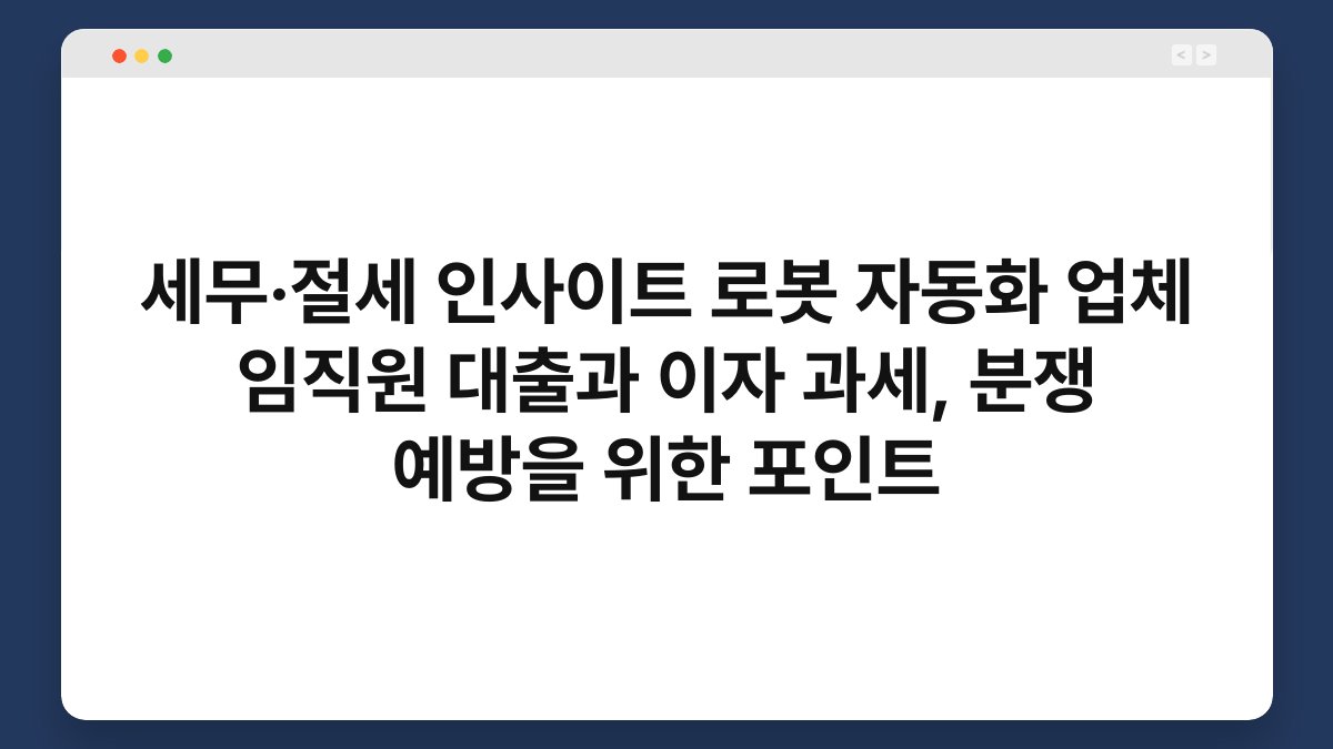 세무·절세 인사이트 로봇 자동화 업체 임직원 대출과 이자 과세, 분쟁 예방을 위한 포인트 1