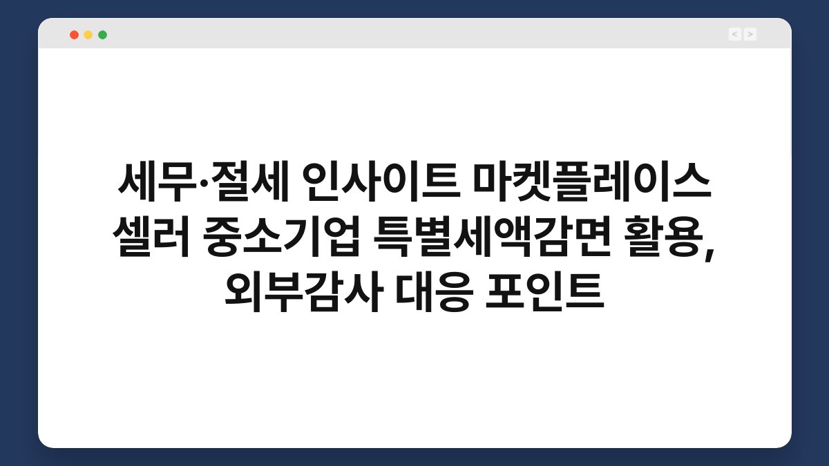 세무·절세 인사이트 마켓플레이스 셀러 중소기업 특별세액감면 활용, 외부감사 대응 포인트 1