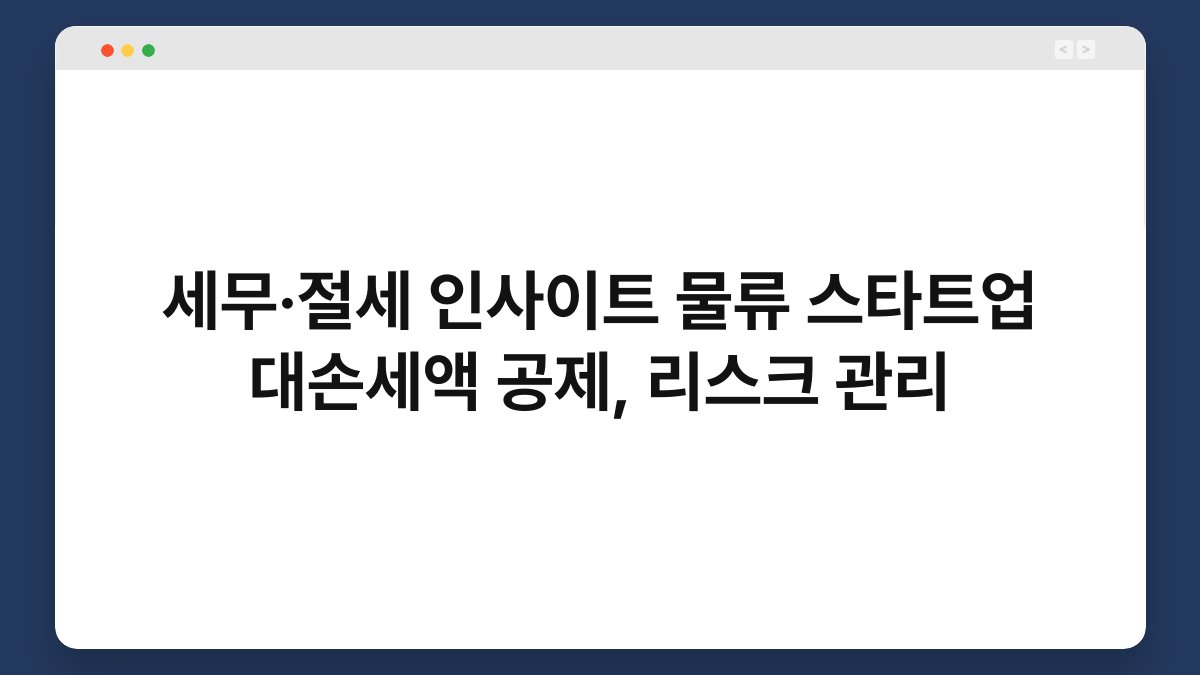 세무·절세 인사이트 물류 스타트업 대손세액 공제, 리스크 관리 1