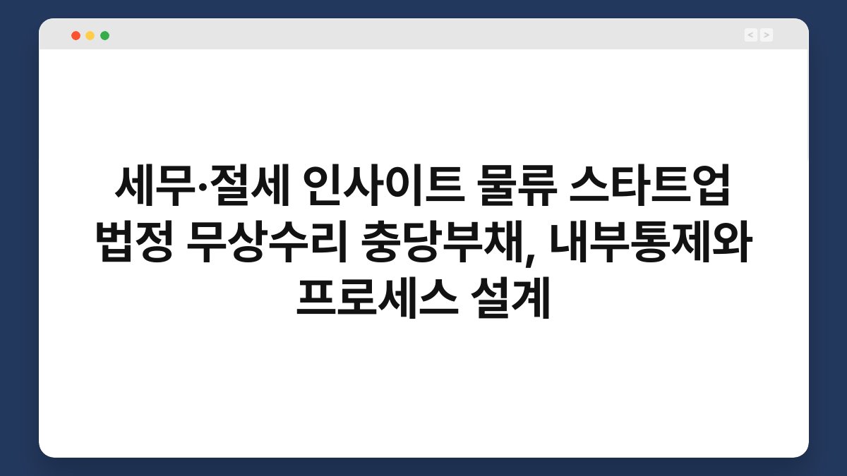 세무·절세 인사이트 물류 스타트업 법정 무상수리 충당부채, 내부통제와 프로세스 설계 1