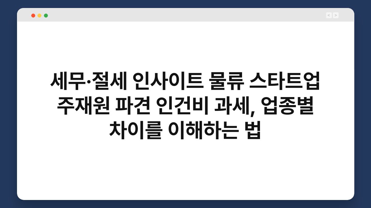 세무·절세 인사이트 물류 스타트업 주재원 파견 인건비 과세, 업종별 차이를 이해하는 법 1