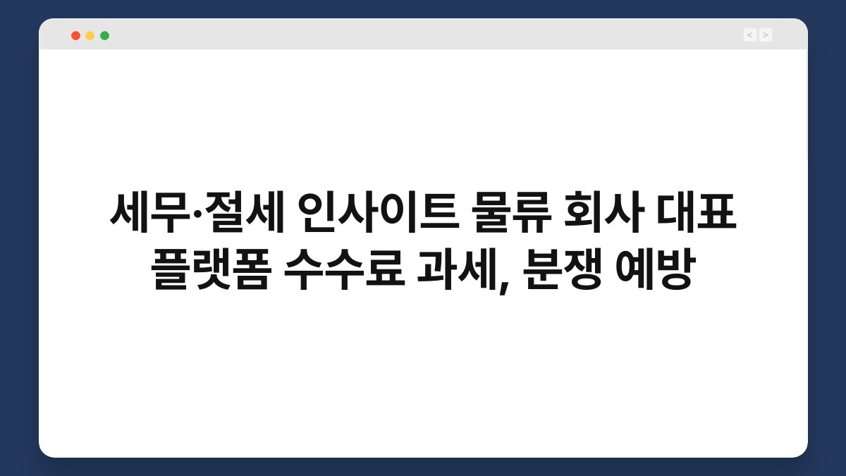 세무·절세 인사이트 물류 회사 대표 플랫폼 수수료 과세, 분쟁 예방 1