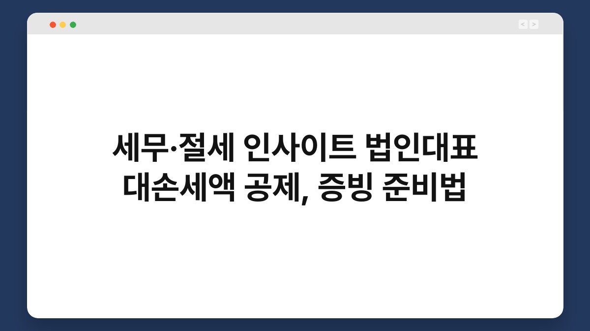 세무·절세 인사이트 법인대표 대손세액 공제, 증빙 준비법 1