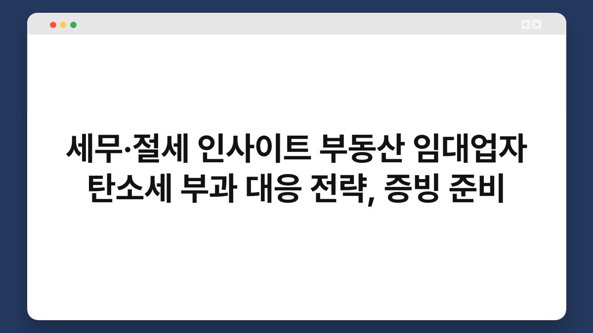 세무·절세 인사이트 부동산 임대업자 탄소세 부과 대응 전략, 증빙 준비 1