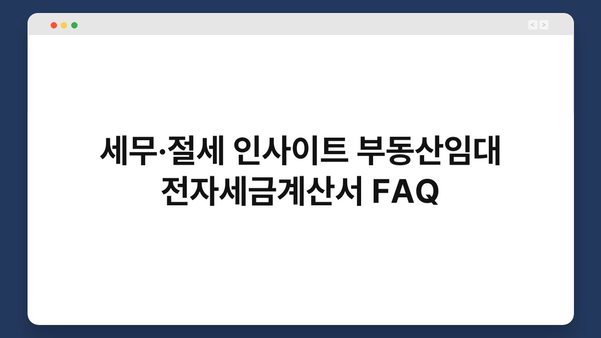 세무·절세 인사이트 부동산임대 전자세금계산서 FAQ 1